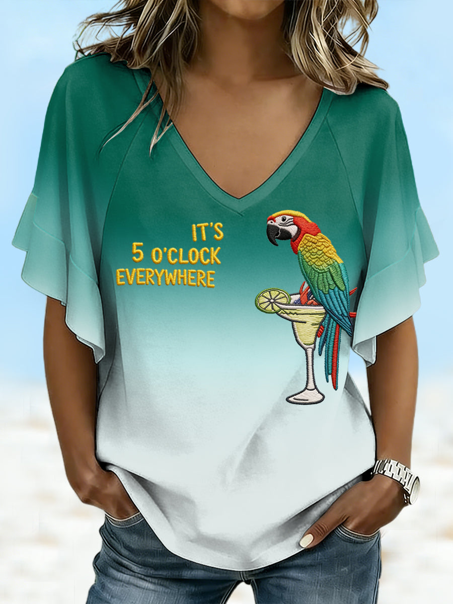 Camiseta estampada de estilo playero para vacaciones, para amantes de los margaritas, para mujer
