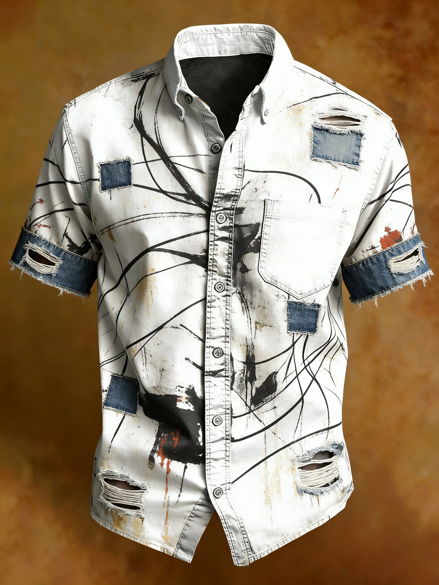 Camisa de manga corta con graffiti de arte español para hombre