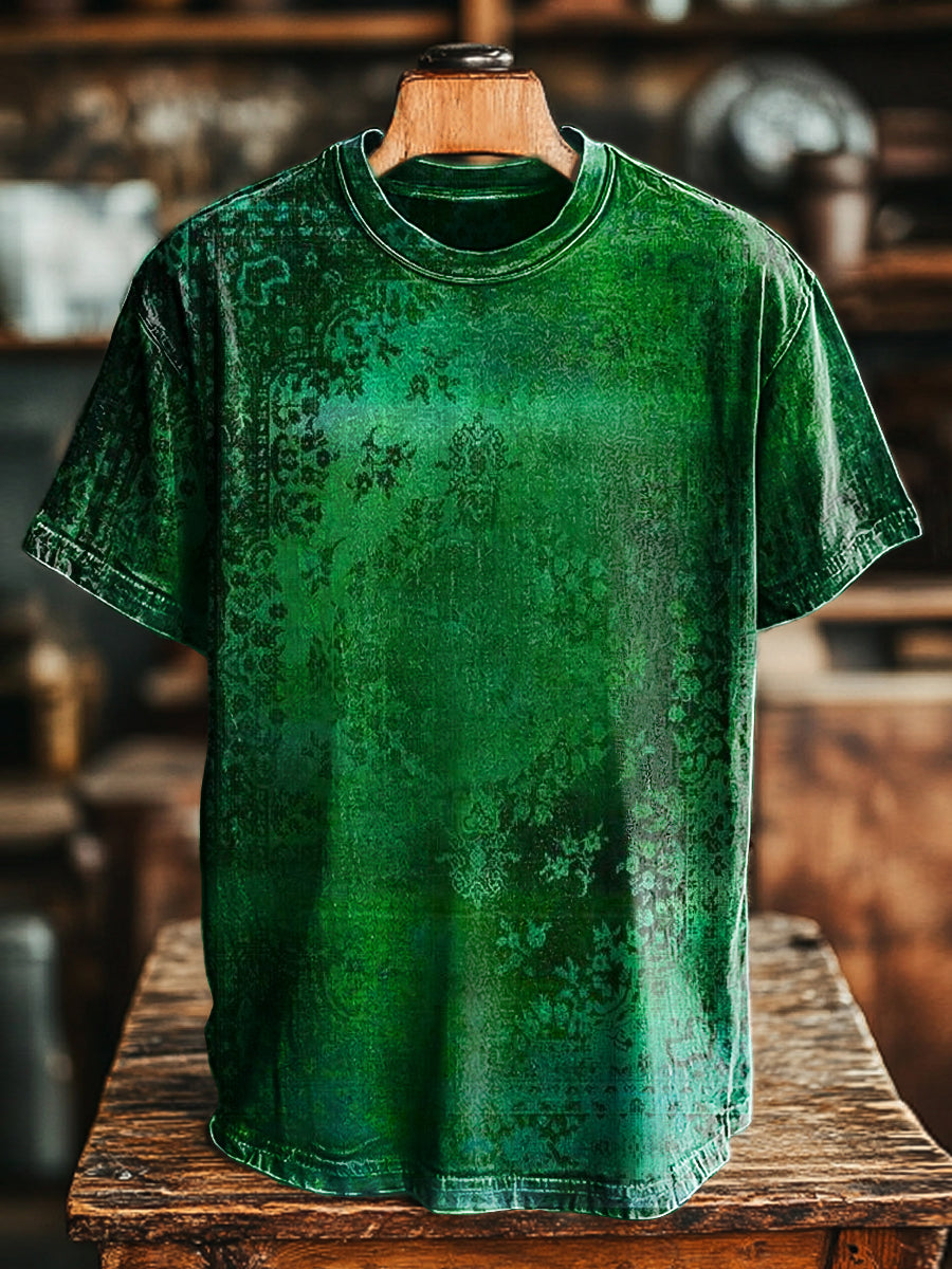 Unisex vintage abstracto étnico estampado floral casual camiseta suelta