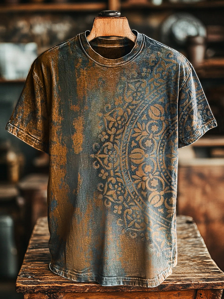 Unisex Vintage Resumen Mandala Imprimir Casual Camiseta suelta