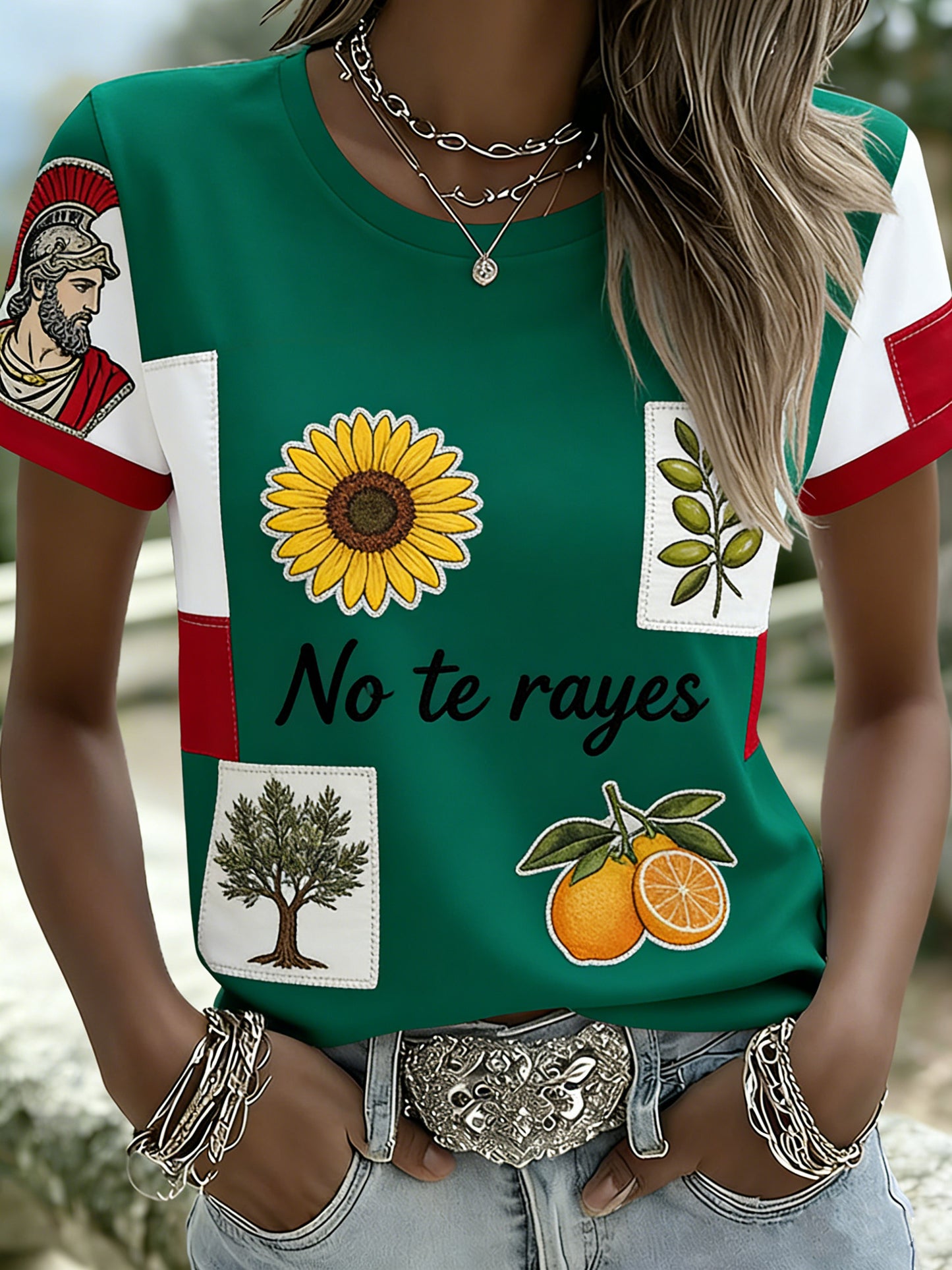 Camiseta con estampado conmemorativo del festival andaluz español para mujer