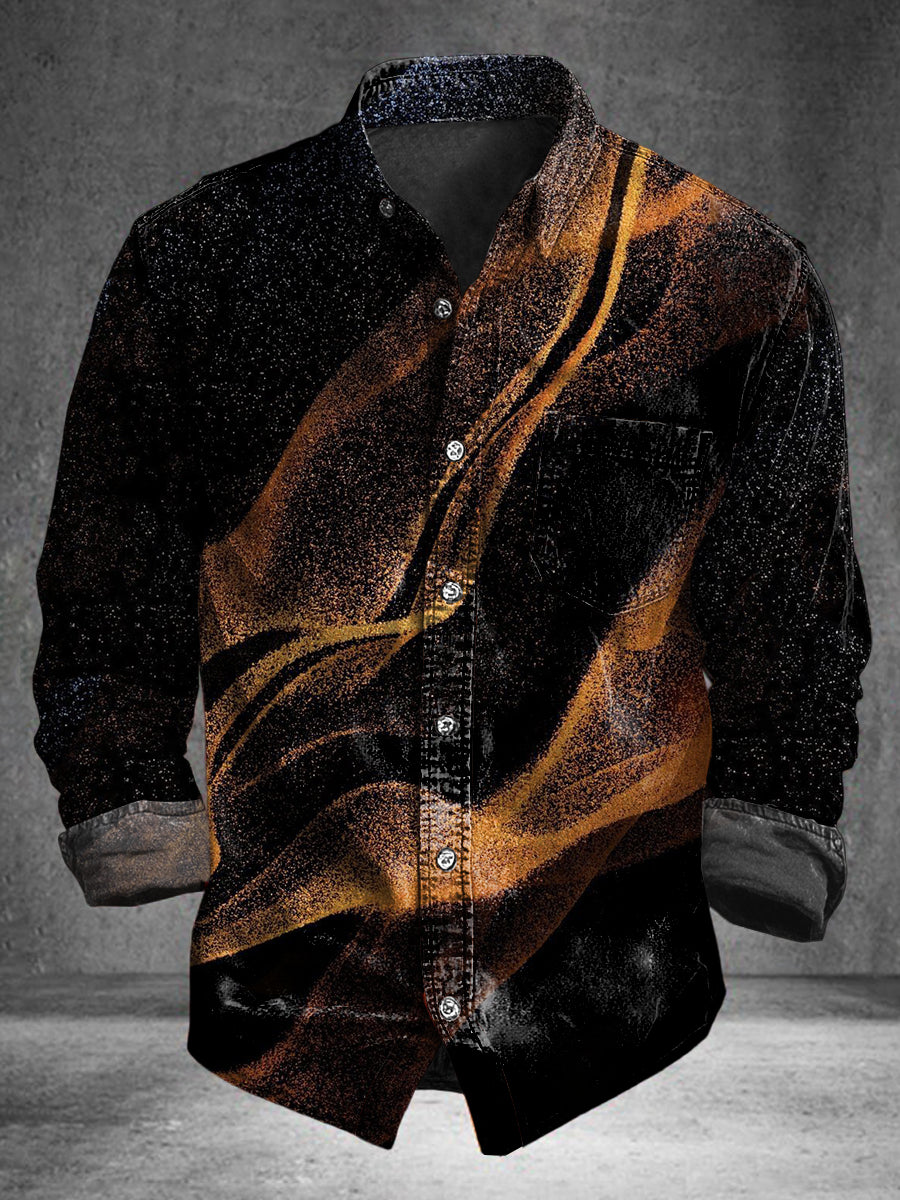 Camisa de manga larga casual Frosted Wave Galaxy Print