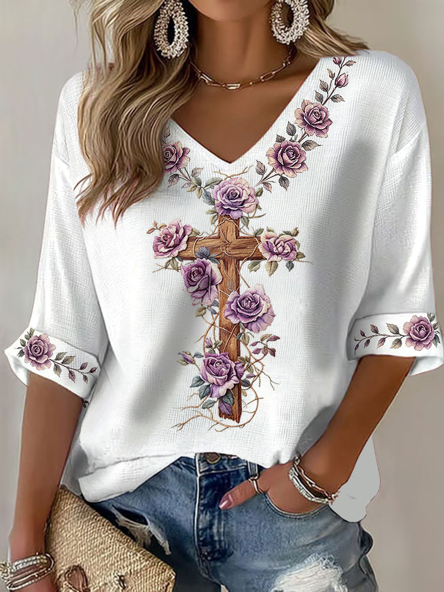 Camisetas casuales de fe para mujer