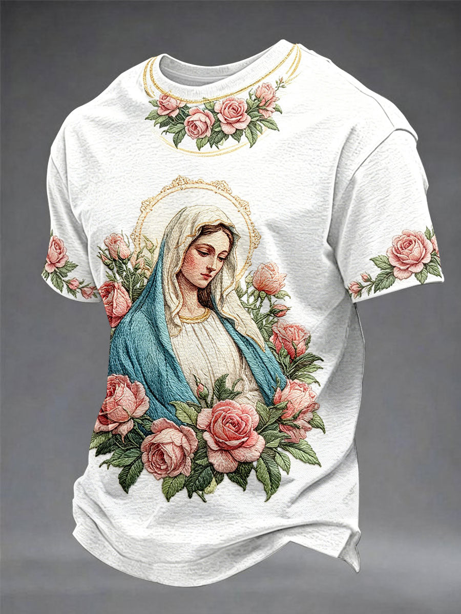Camisetas casuales estampadas con mensaje de fe para hombre