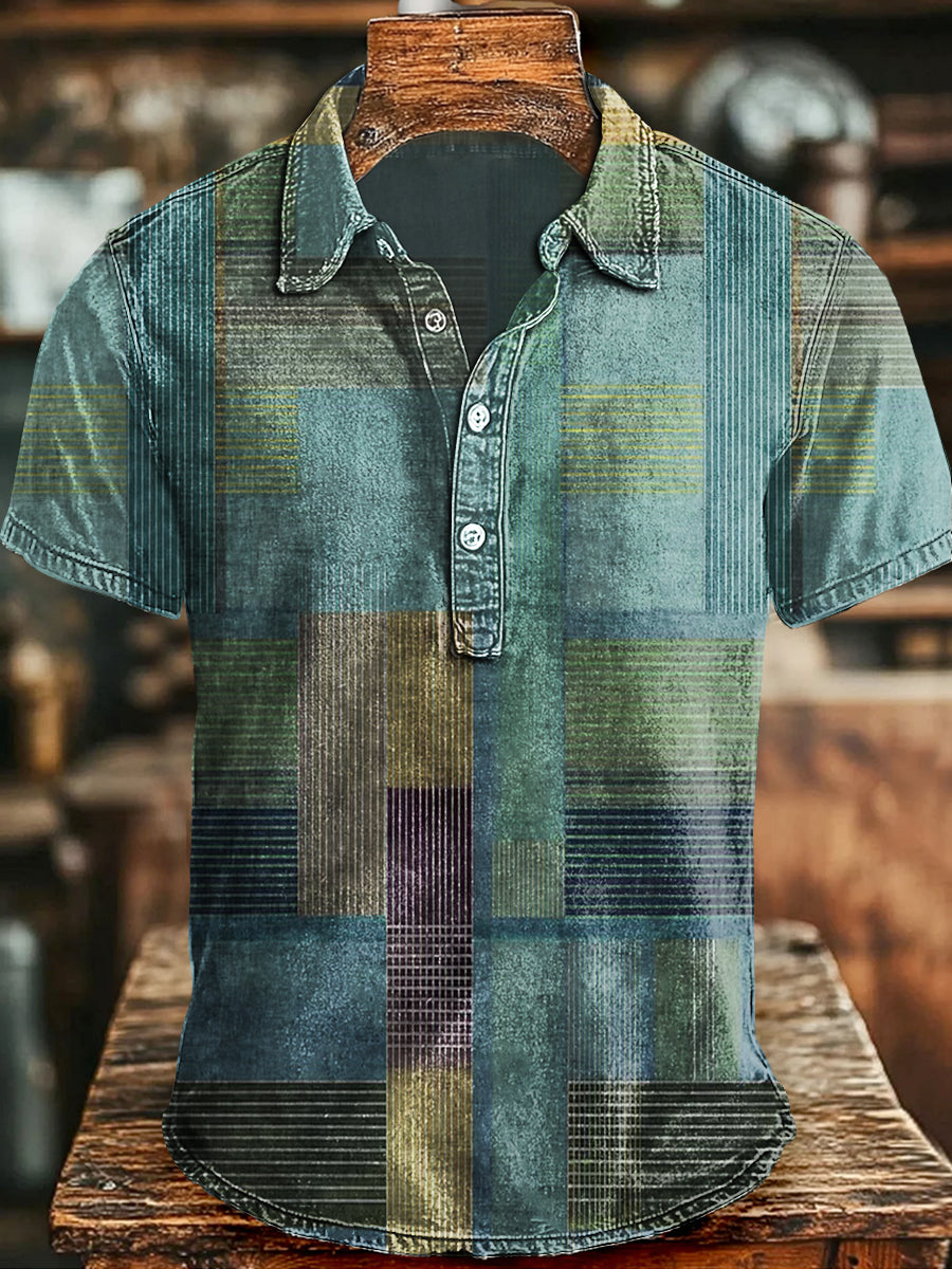 Camisa de manga corta casual con estampado a cuadros