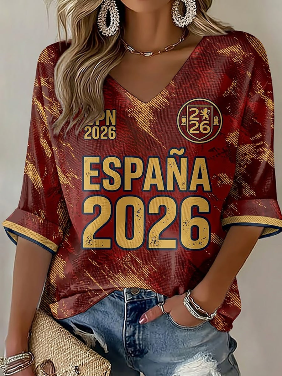 Camiseta de gofre para aficionadas al fútbol de España 2026