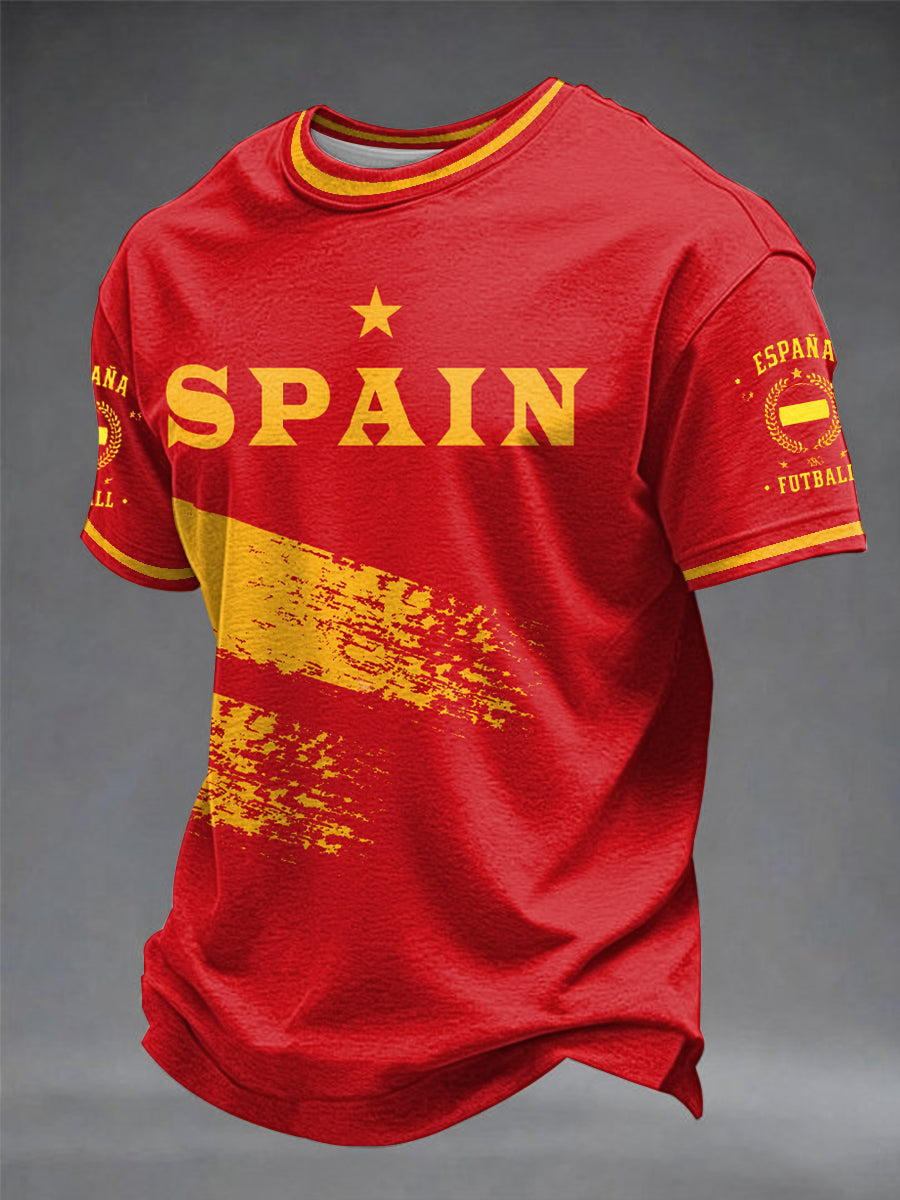 Camiseta estampada de fútbol español para hombre