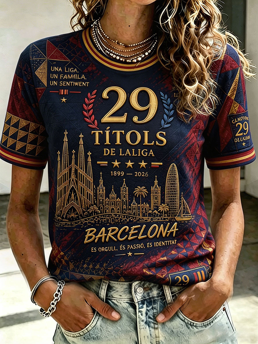 Camiseta estampada para amantes del fútbol, orgullo de España, para mujer