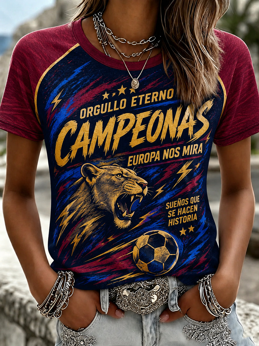 Camiseta retro de campeona de fútbol para mujer
