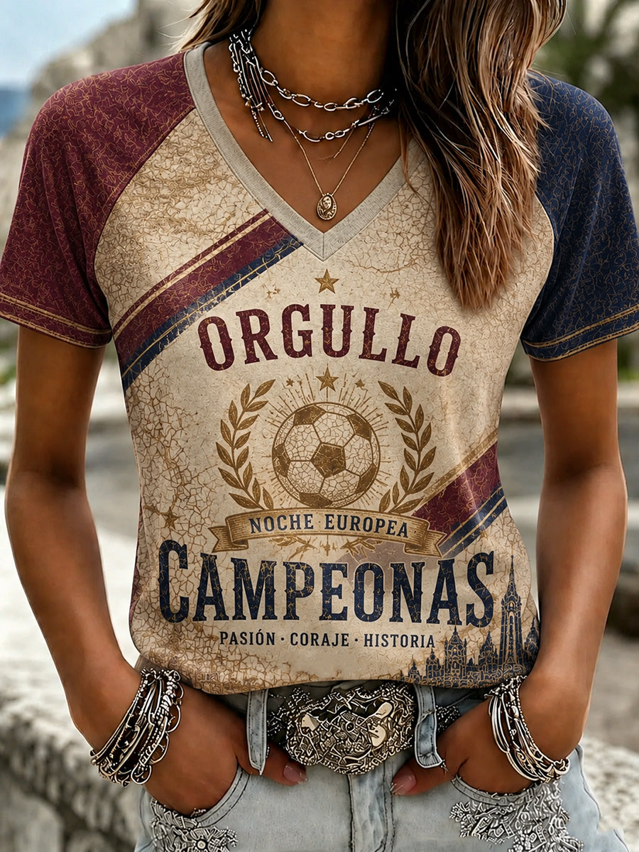 Camiseta retro de campeona de fútbol para mujer