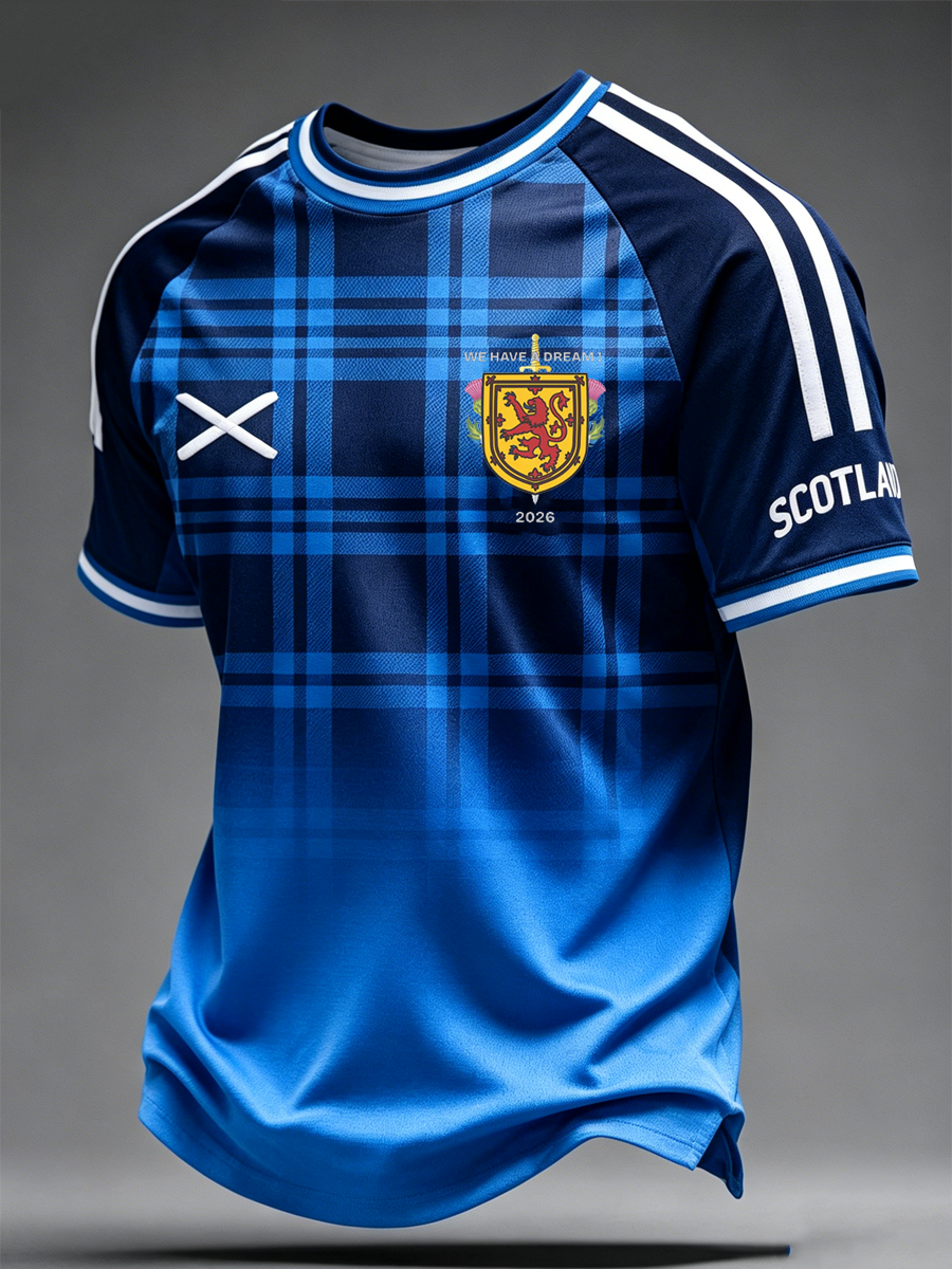 Camiseta de manga corta para hombre, estampada con diseño de amante del fútbol y Escocia, talla británica