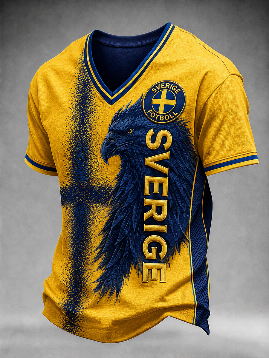 Retro Swedish Fútbol Fan Art Imprimir Casual Jersey