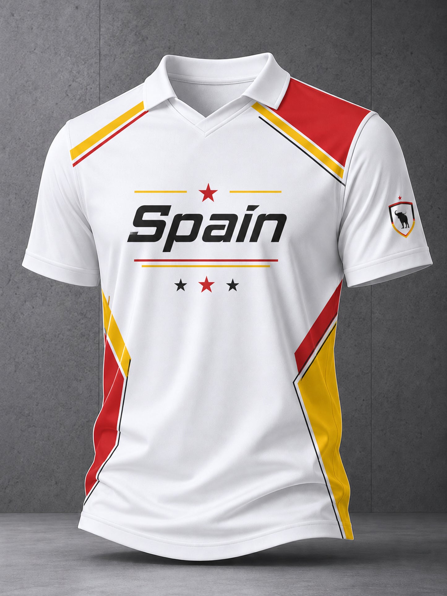 Camiseta de hombre con cuello en V y estampado artístico sobre la cultura futbolística española