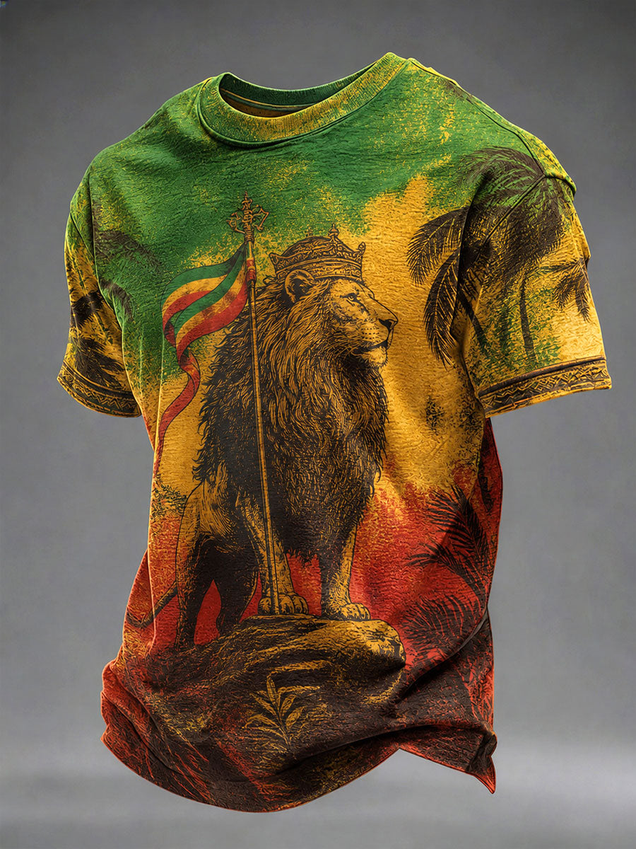 Camiseta casual con estampado de reggae para hombre