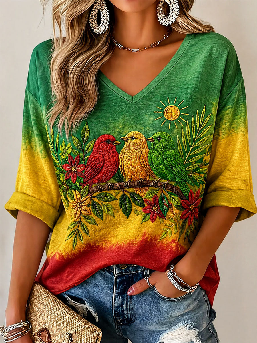Camiseta casual estampada para mujer con la frase «Every Little Thing Is Gonna Be Alright»