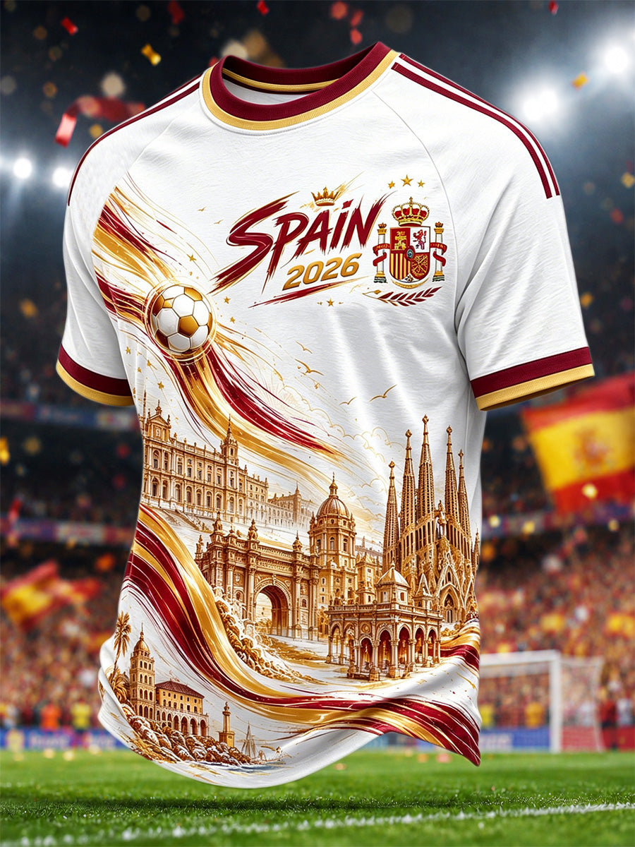 Camiseta casual estampada de regalo para hombres, aficionados al fútbol español