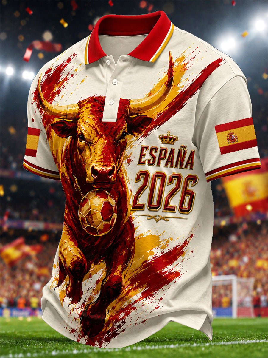 Hombre Regalo Para España Fútbol Fans Imprimir Casual Polo