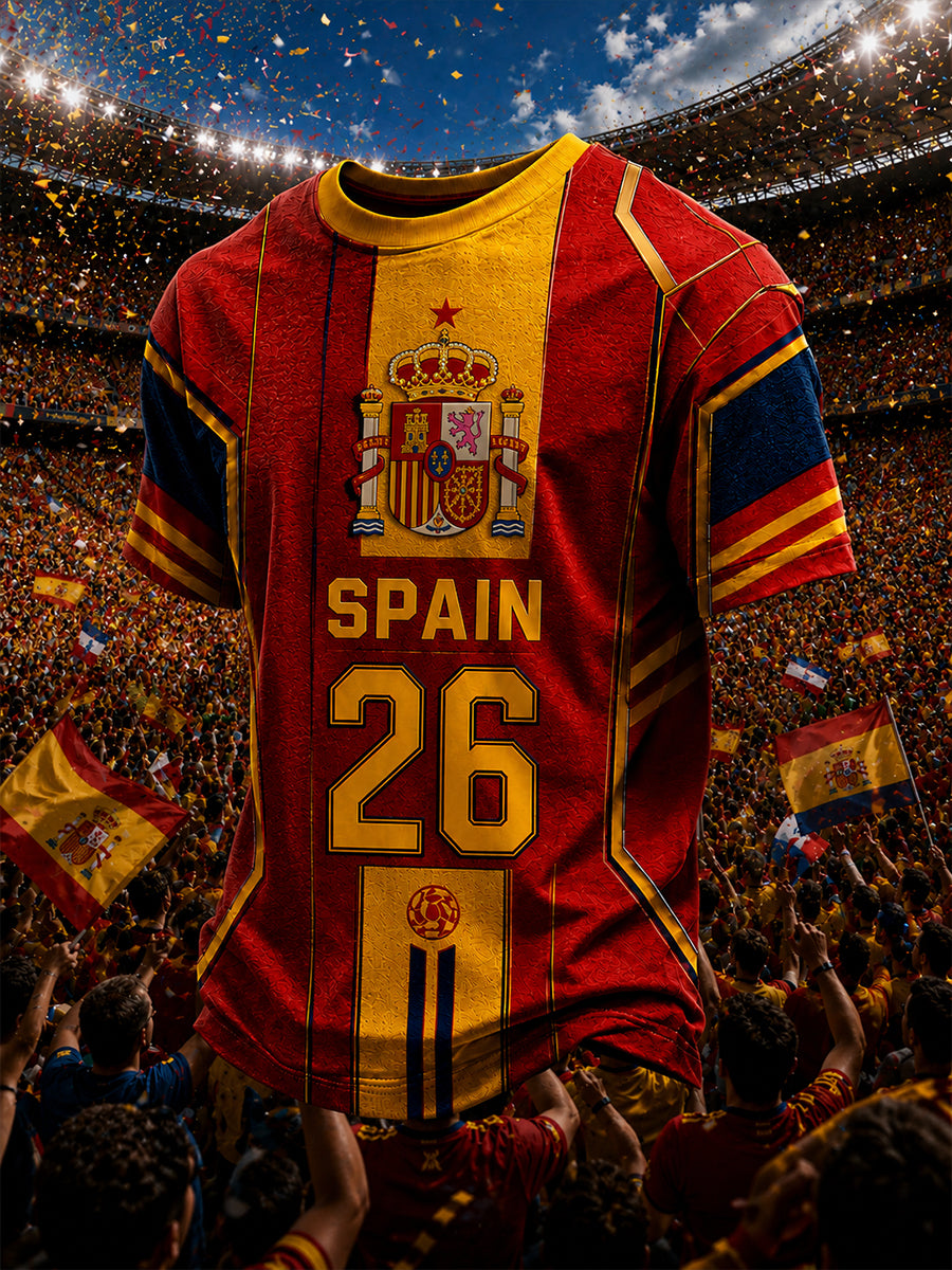 Camiseta de manga corta para hombres, amante del fútbol español