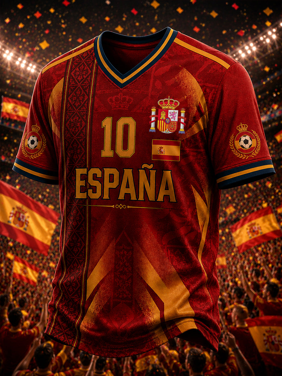 Camiseta de manga corta con cuello en V para hombre Spain Football Lover