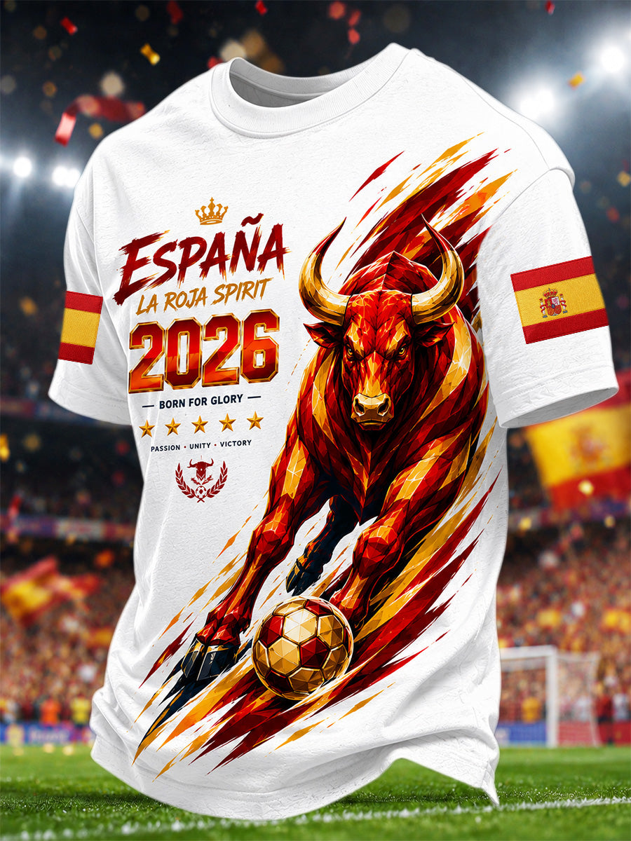 Camiseta casual estampada de regalo para hombres, aficionados al fútbol español