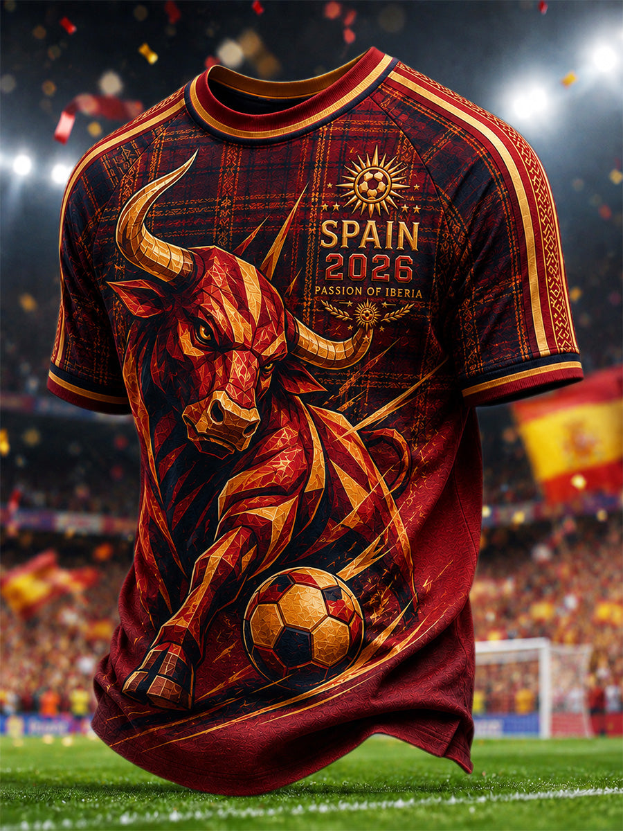 Camiseta casual estampada de regalo para hombres, aficionados al fútbol español