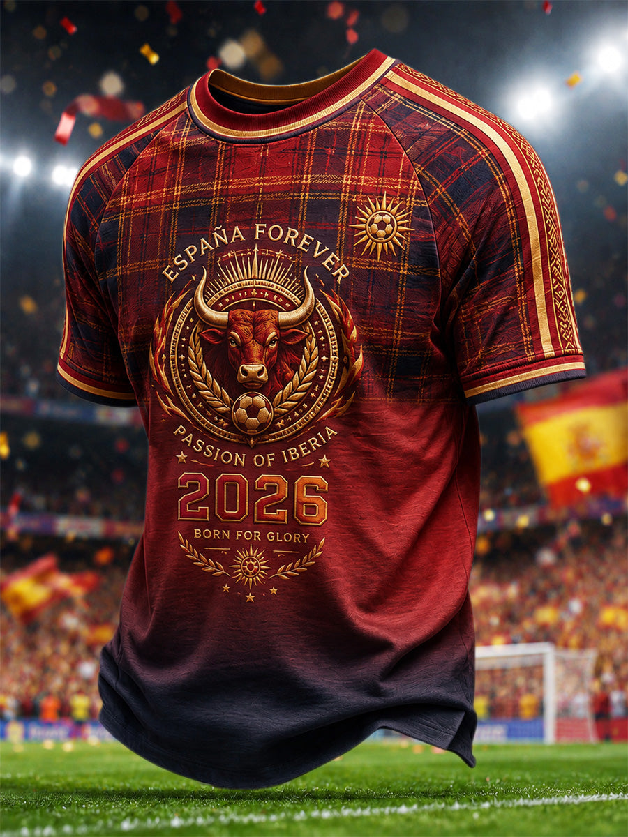 Camiseta casual estampada de regalo para hombres, aficionados al fútbol español