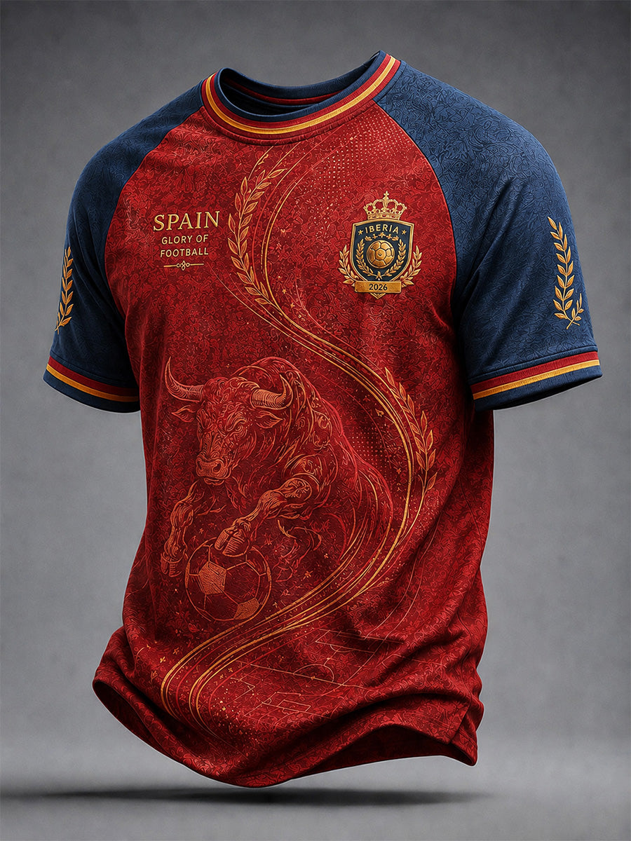 Camiseta casual estampada de regalo para hombres, aficionados al fútbol español