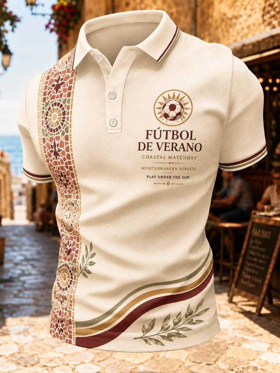 Polo casual con estampado para hombres, regalo para aficionados al fútbol