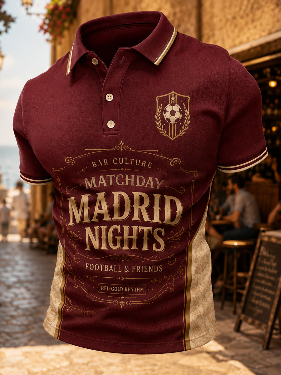Polo casual con estampado para hombres, regalo para aficionados al fútbol