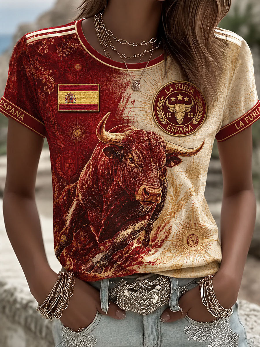 Camiseta de fútbol de España para mujer, de manga corta