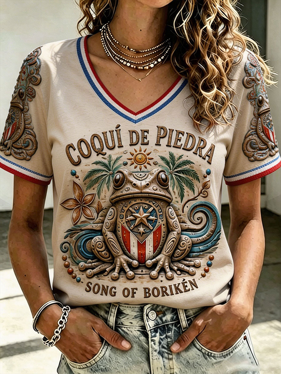 Camiseta con estampado de arte de Puerto Rico Pride para mujer