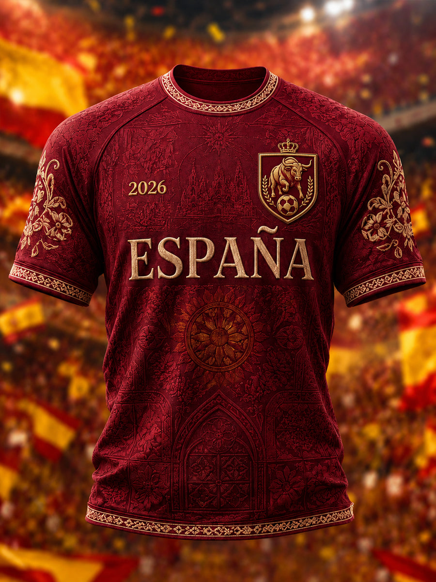 Camiseta casual estampada para hombres, ideal como regalo para aficionados al fútbol