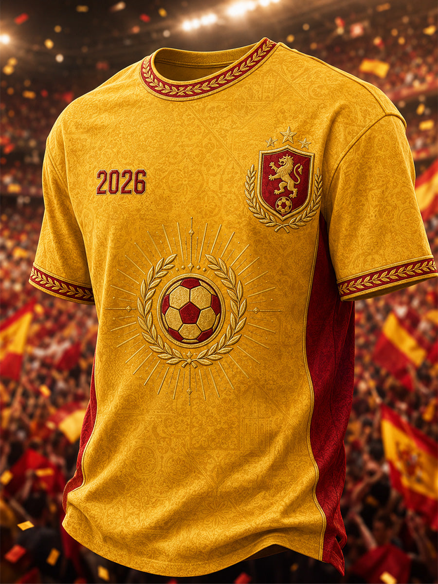 Camiseta casual estampada para hombres, ideal como regalo para aficionados al fútbol