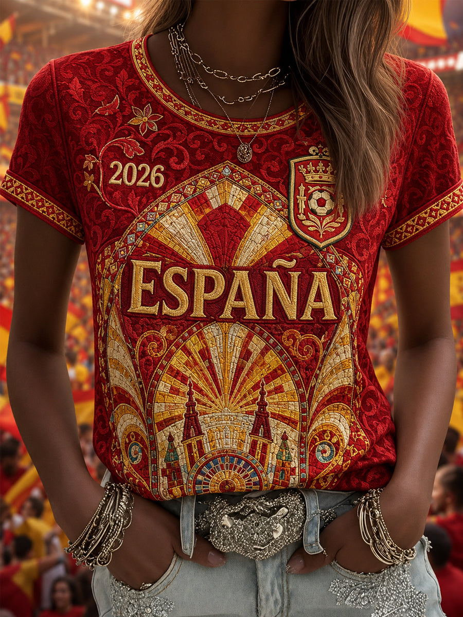 Camiseta informal estampada para mujeres, regalo ideal para aficionadas al fútbol