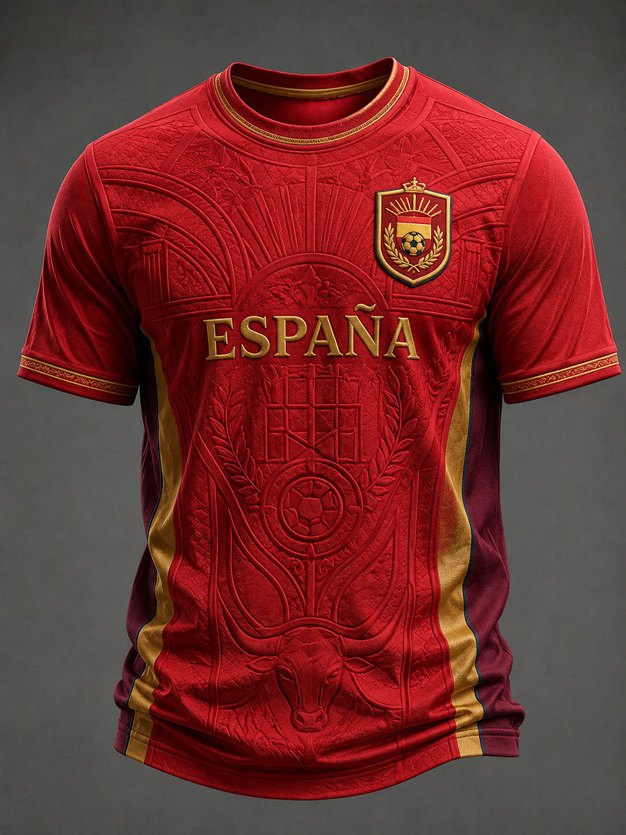 Camiseta estampada de fútbol español para hombre