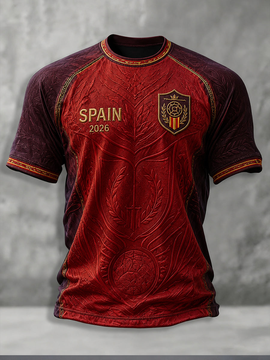 Camiseta con estampado de aficionados españoles al fútbol para hombre