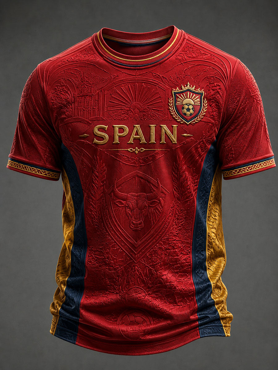 Camiseta estampada de fútbol español para hombre