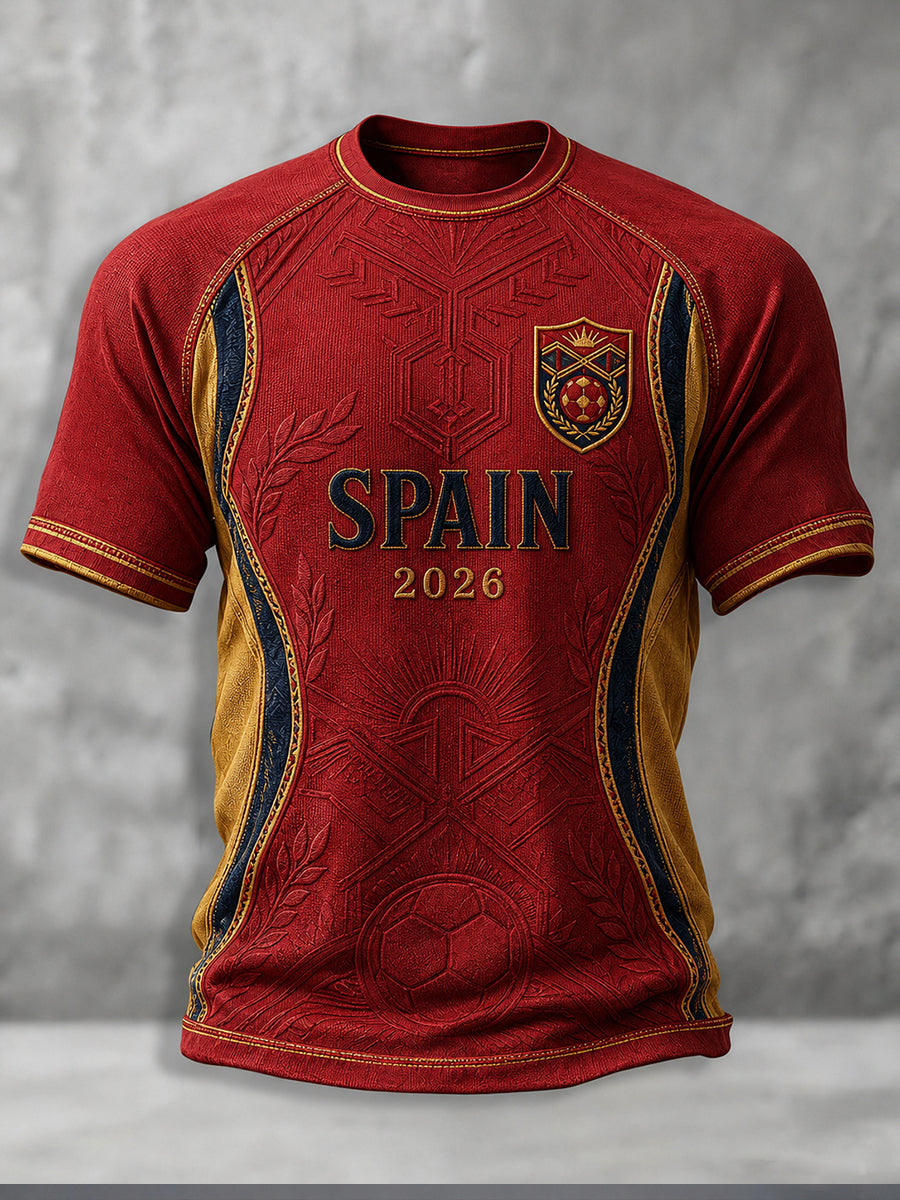 Camiseta estampada para aficionados al fútbol español de hombre