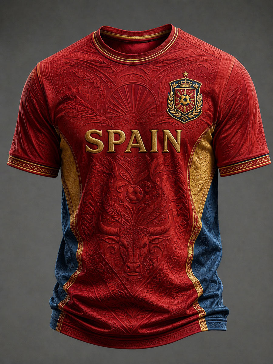 Camiseta estampada de fútbol español para hombre