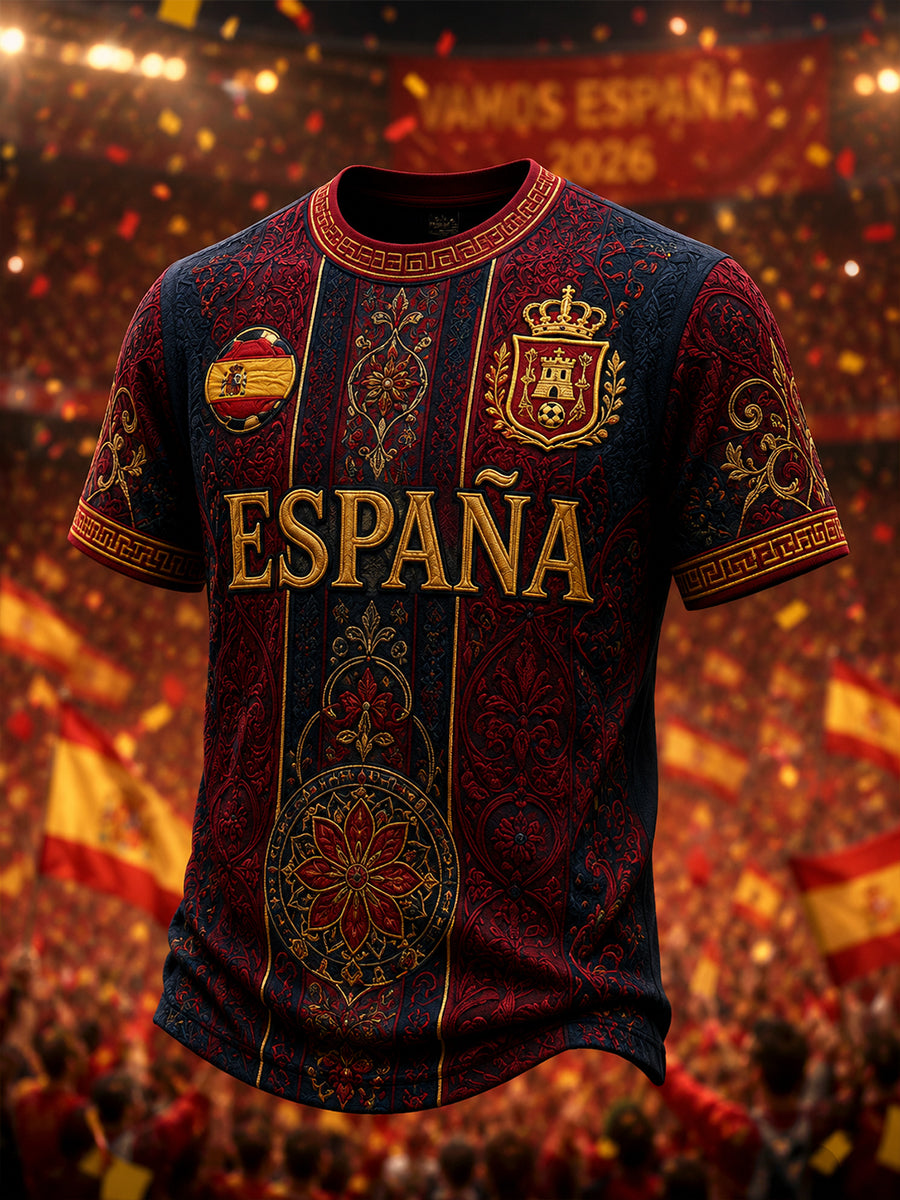 Regalo para hombres, camiseta informal de manga corta con cuello redondo y estampado para aficionados al fútbol