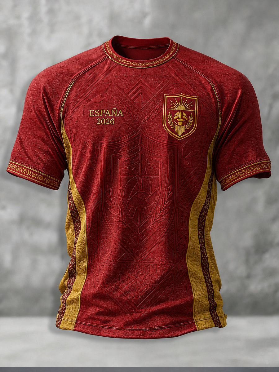 Camiseta estampada para aficionados al fútbol español de hombre