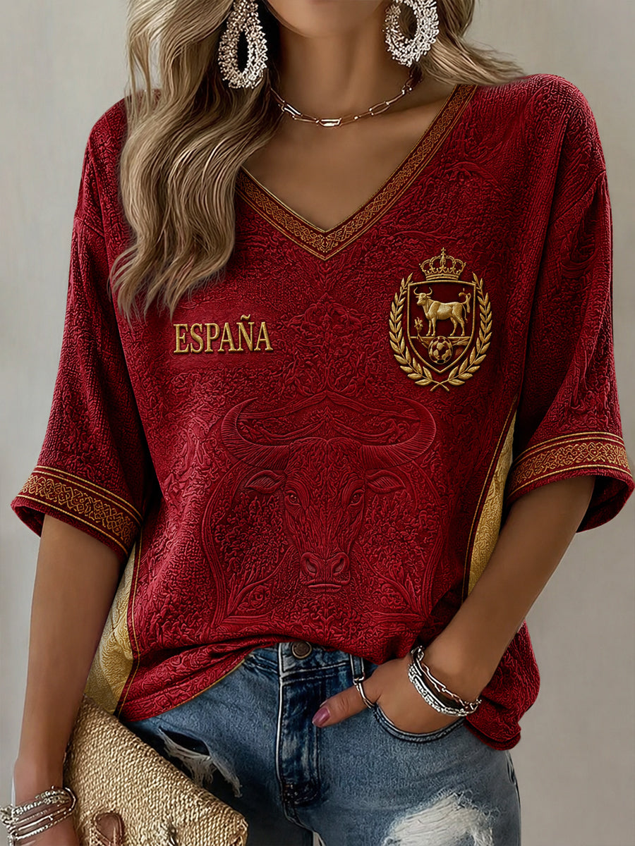 Camiseta informal con estampado de fútbol femenino en español