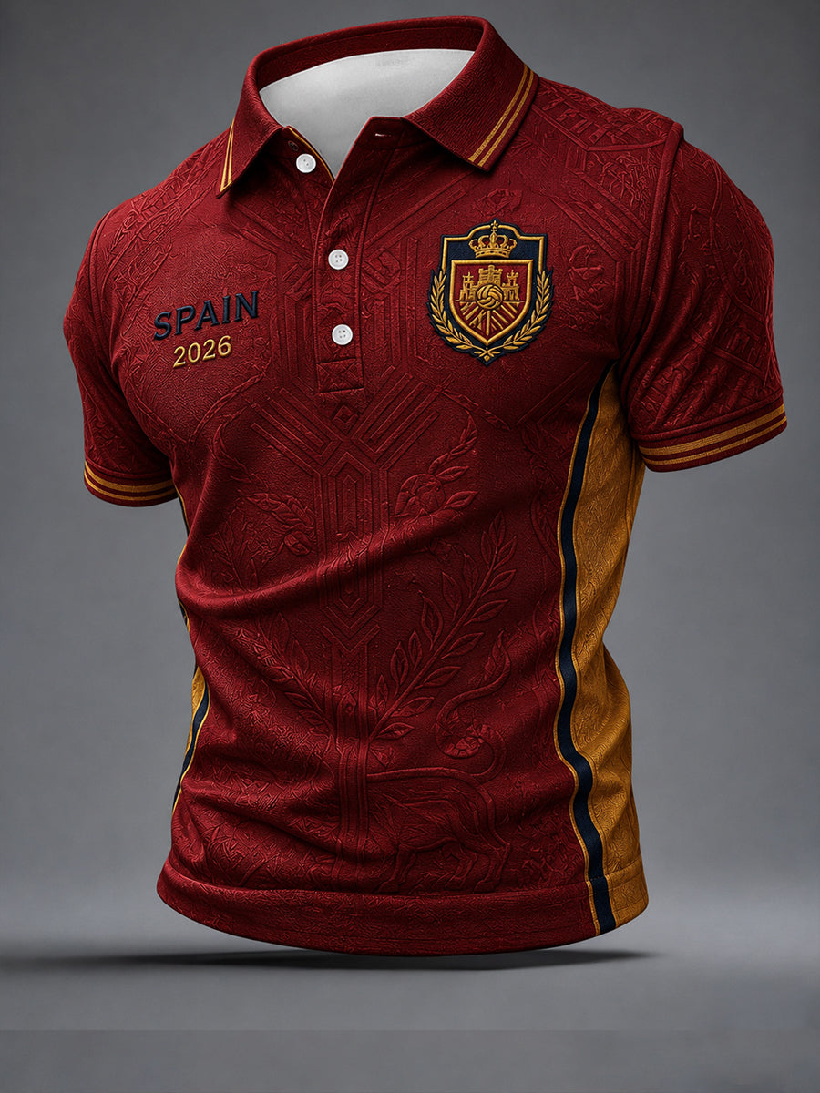 Camisa estampada para aficionados al fútbol español masculina