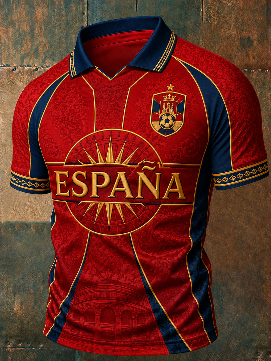 Polo casual estampado para hombres, regalo ideal para aficionados al fútbol