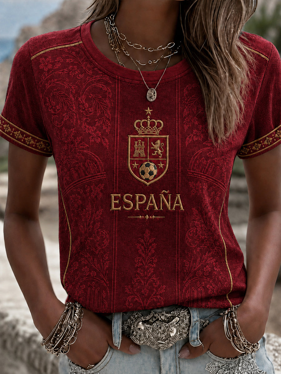Camiseta casual de manga corta con estampado, regalo para mujeres y aficionadas al fútbol