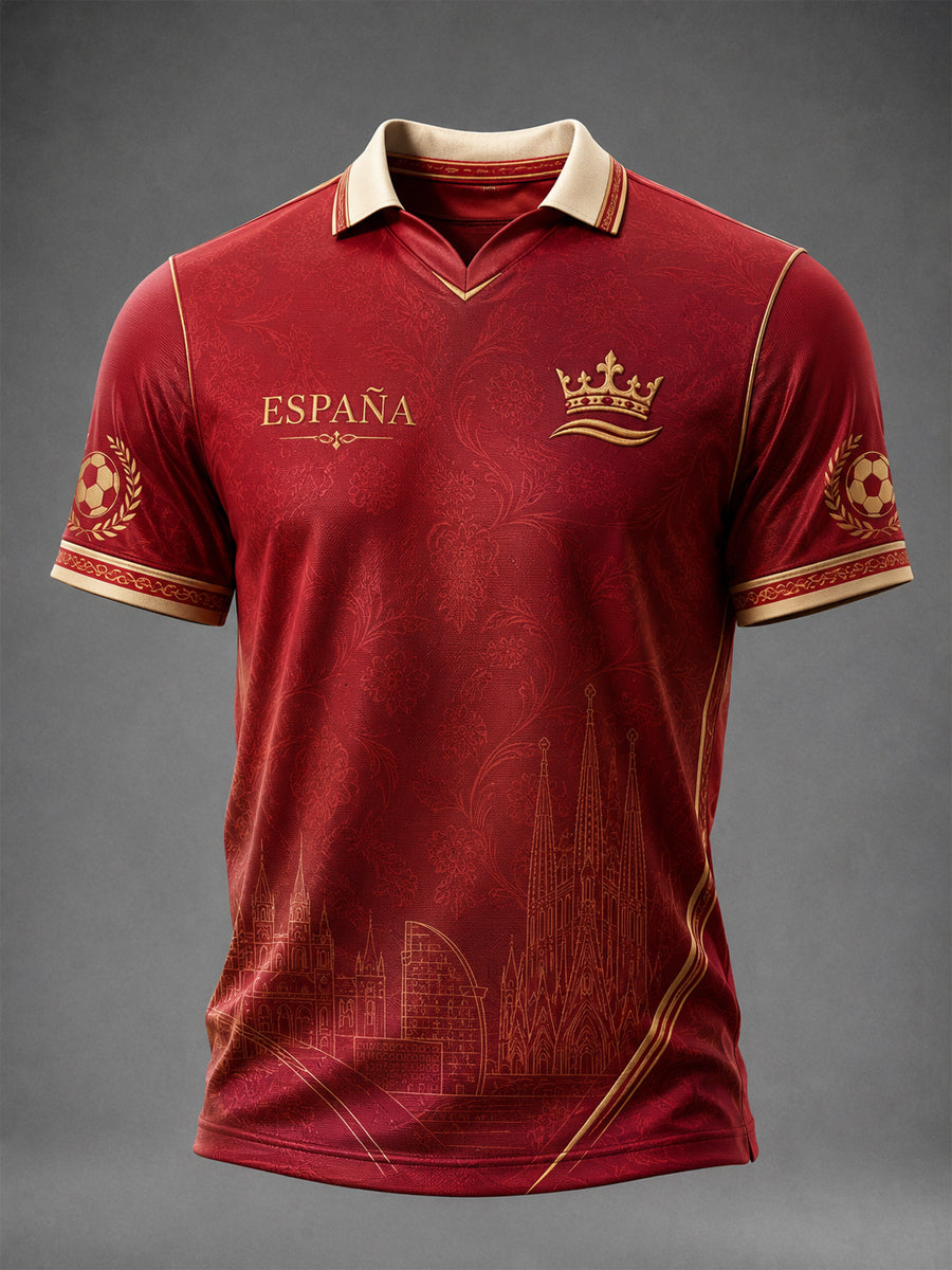 Camiseta estampada de fútbol español para hombre