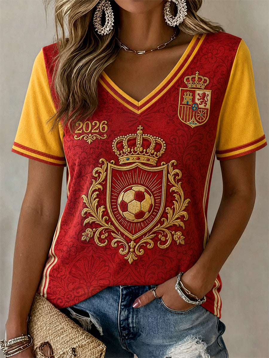 Women's Gift For Football Fans Print Casual V-Neck Tee