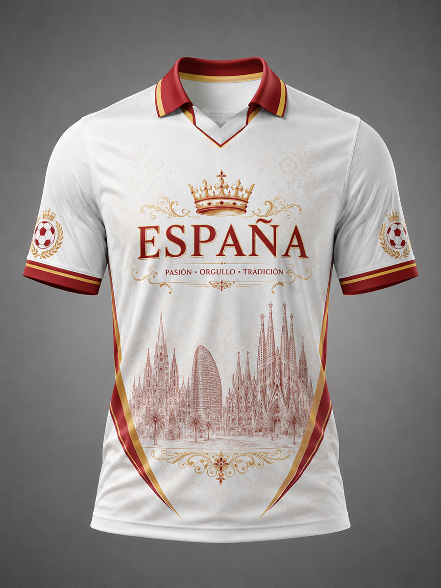 Camiseta estampada de fútbol español para hombre
