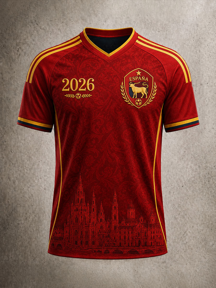 Camiseta de fútbol de España para hombre con cuello en V