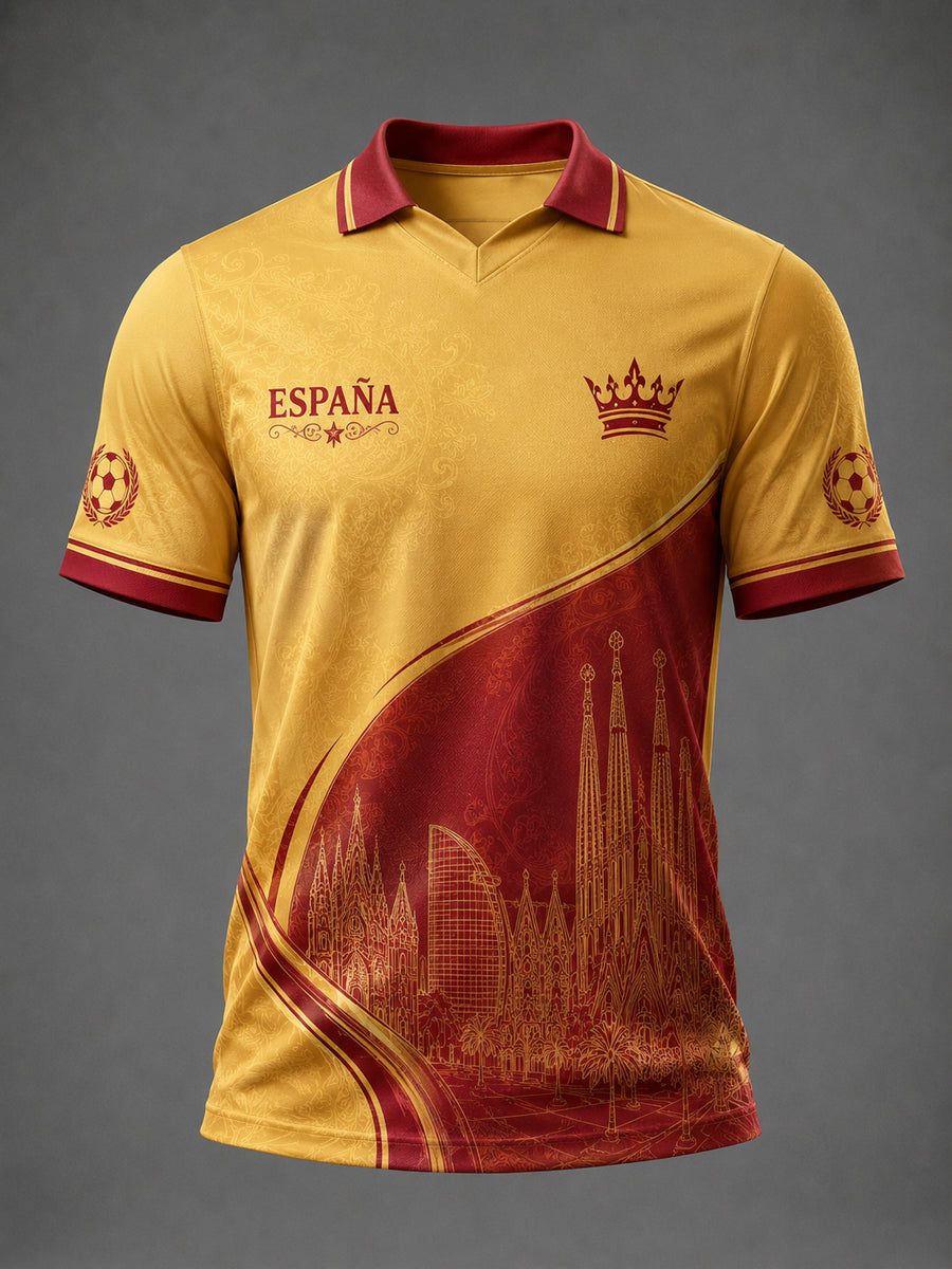 Camiseta estampada de fútbol español para hombre
